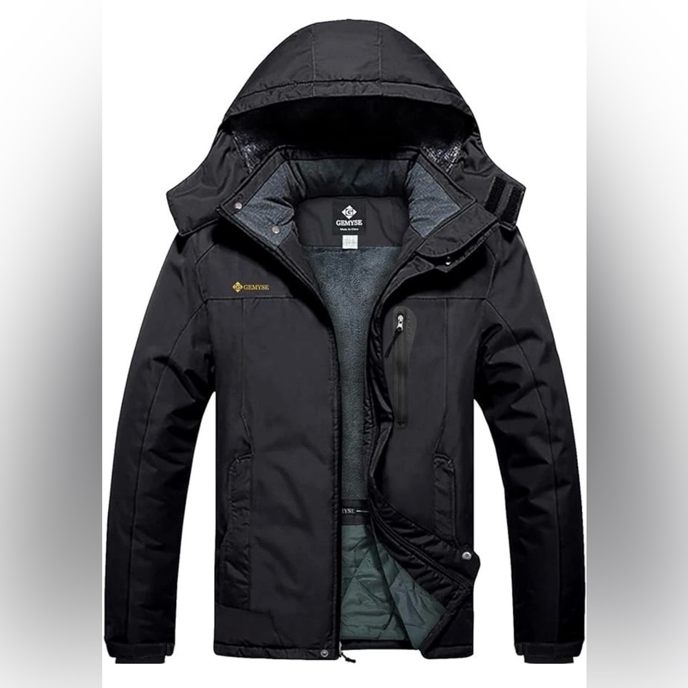 GEMYSE Men’s Ski Snow Jacket Waterproof, Windproof. Black. Sz: XS. New.
